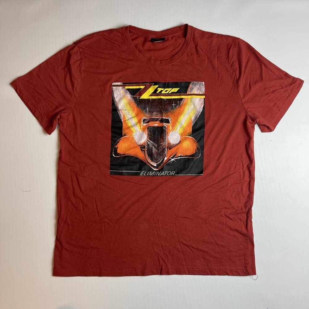 ZZ Top Eliminator T Shirt AdultLARGE Red/Orange